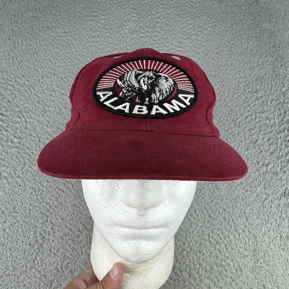 Vintage Alabama Crimson Tide Snapback Hat Maroon Embroidered Patch Logo TOTW